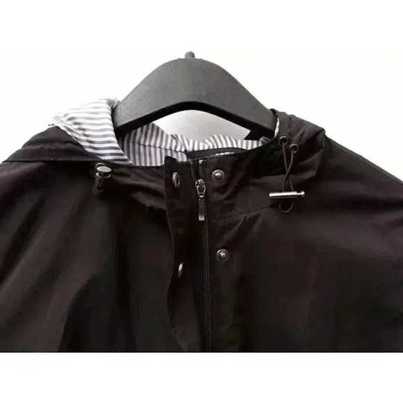 J. Jill Womens Jacket Coat Black Windbreaker Full Zip Pockets Hooded Petites XS - Picture 5 of 10